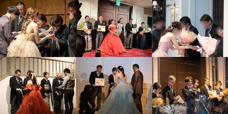 私たちの子育て感謝状をご利用いただいた新郎新婦さまから頂いた実際の写真です。